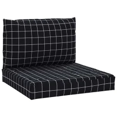vidaXL Blazina za palete 2 kosa črno karirasto oxford blago