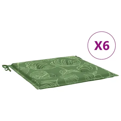 vidaXL Blazine za vrtne stole 6 kosi vzorec listja 50x50x4 cm tkanina