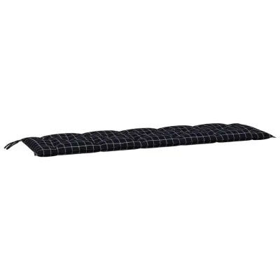 vidaXL Blazina za vrtno klop črna karo 180x50x7 cm oxford tkanina