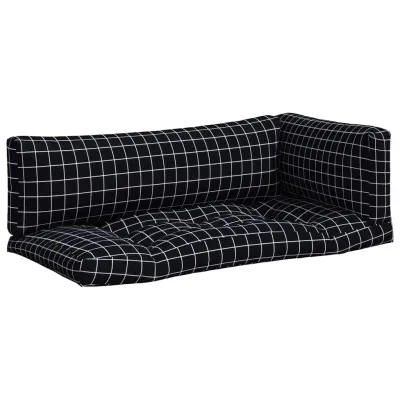 vidaXL Blazina za palete 3 kosi črno karirasto oxford blago