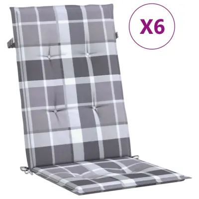 vidaXL Blazine za vrtne stole 6 kosov sive karo 120x50x3 cm blago