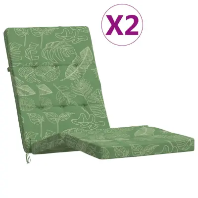 vidaXL Blazine za ležalnike 2 kosa vzorec listov oxford tkanina