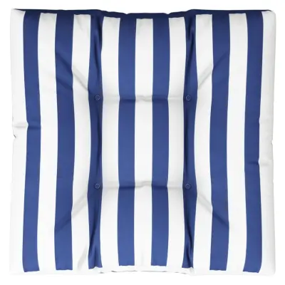 vidaXL Blazina za palete modro bele črte 80x80x12 cm blago