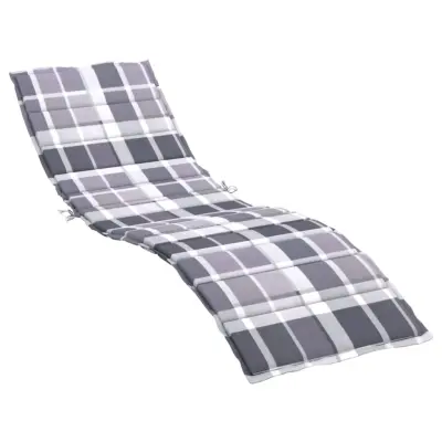 vidaXL Blazina za ležalnik siva karo 200x50x3 cm oxford tkanina