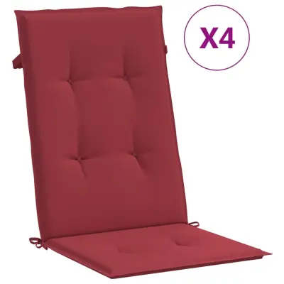 vidaXL Blazine za vrtne stole 4 kosi vinsko rdeče 120x50x3 cm blago