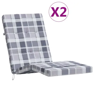 vidaXL Blazine za ležalnike 2 kosa siva karirasta oxford tkanina