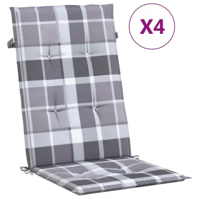 vidaXL Blazine za vrtne stole 4 kosi sive karo 120x50x3 cm blago