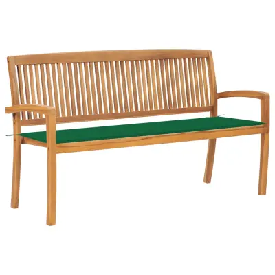 vidaXL Vrtna klop z blazino 159 cm trdna tikovina