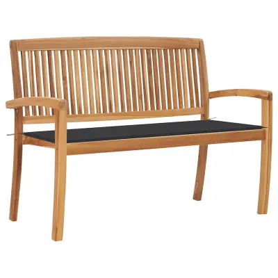 vidaXL Vrtna klop z blazino 128,5 cm trdna tikovina