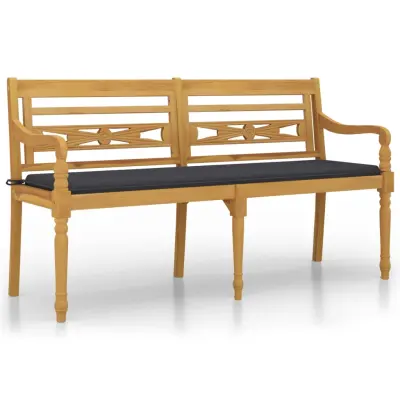 vidaXL Klop Batavia z antracitno blazino 150 cm trdna tikovina