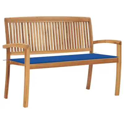 vidaXL Vrtna klop z blazino 128,5 cm trdna tikovina