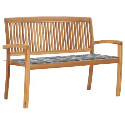 vidaXL Vrtna klop z blazino 128,5 cm trdna tikovina