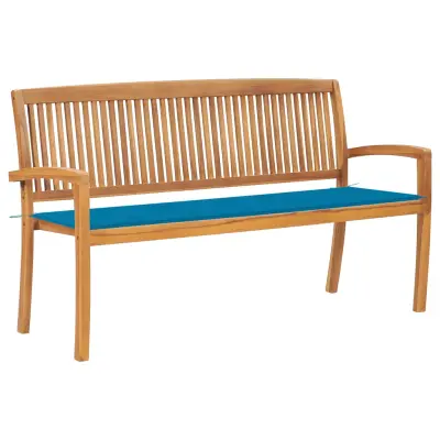 vidaXL Vrtna klop z blazino 159 cm trdna tikovina