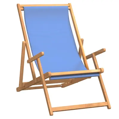 vidaXL Zložljiv stol za na plažo trdna tikovina moder