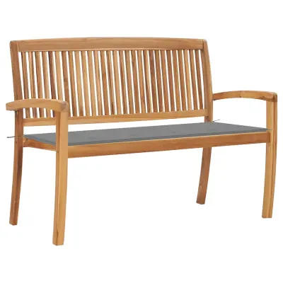 vidaXL Vrtna klop z blazino 128,5 cm trdna tikovina