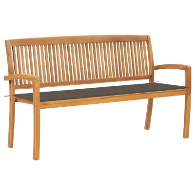 vidaXL Vrtna klop z blazino 159 cm trdna tikovina