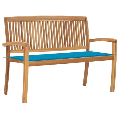 vidaXL Vrtna klop z blazino 128,5 cm trdna tikovina