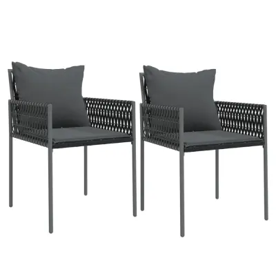 vidaXL Vrtni stoli z blazinami 2 kosa črni 54x61x83 cm poli ratan