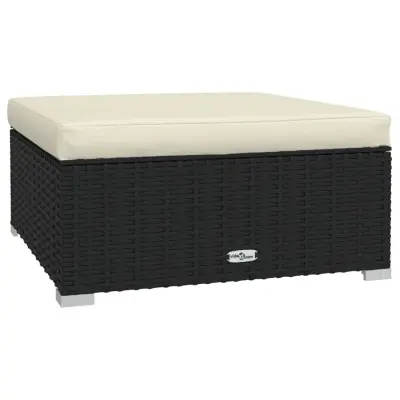 vidaXL Vrtni stolček za noge z blazino 70x70x30 cm poli ratan