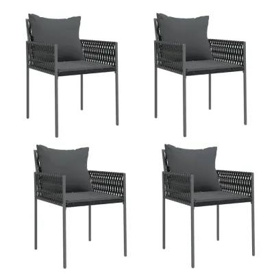 vidaXL Vrtni stoli z blazinami 4 kosi črni 54x61x83 cm poli ratan