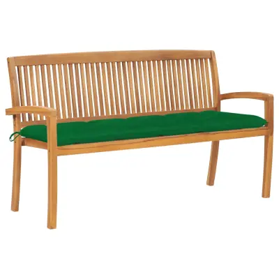 vidaXL Vrtna klop z blazino 159 cm trdna tikovina