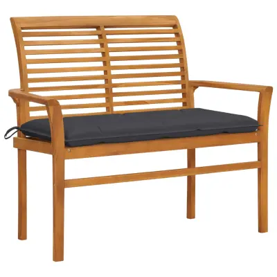 vidaXL Vrtna klop z antracitno blazino 112 cm trdna tikovina