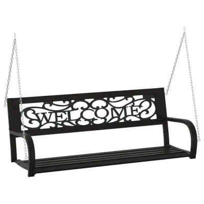 vidaXL Vrtna gugalna klop 125 cm jeklo in plastika črne barve