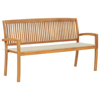 vidaXL Vrtna klop z blazino 159 cm trdna tikovina
