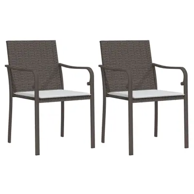 vidaXL Vrtni stoli z blazinami 2 kosa rjavi 56x59x84 cm poli ratan