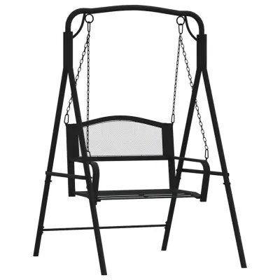 vidaXL Gugalna klop 124 cm črna jeklena