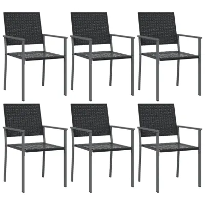 vidaXL Vrtni stoli 6 kosov črni 54x62,5x89 cm poli ratan