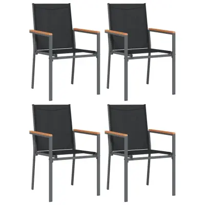 vidaXL Vrtni stoli 4 kosi črni 55x61,5x90 cm textilene in jeklo