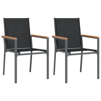 vidaXL Vrtni stoli 2 kosa črni 55x61,5x90 cm textilene in jeklo