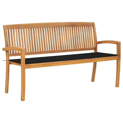 vidaXL Vrtna klop z blazino 159 cm trdna tikovina