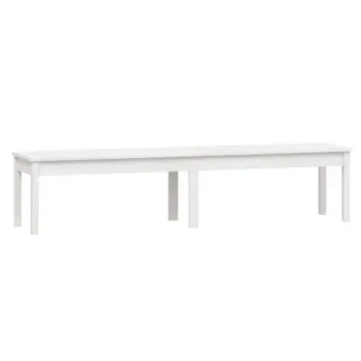 vidaXL Vrtna klop dvosed bela 203,5x44x45 cm trdna borovina