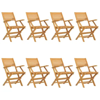 vidaXL Zložljivi vrtni stoli 8 kosi 55x62x90 cm trdna tikovina