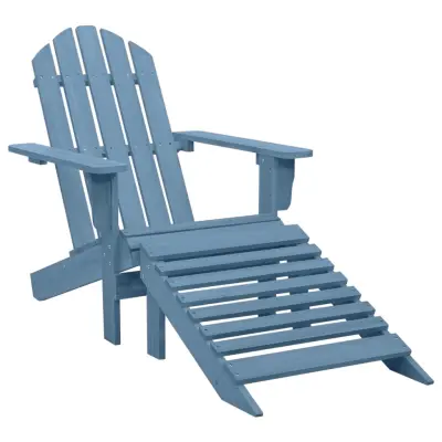 vidaXL Vrtni stol Adirondack z naslonjalom za noge les jelke moder