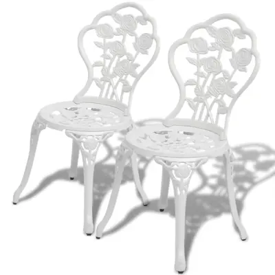 vidaXL Bistro stoli 2 kosa liti aluminij bele barve