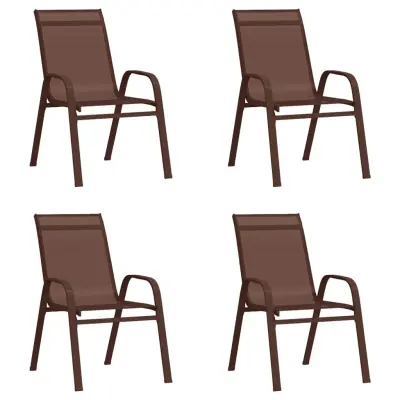 vidaXL Vrtni stoli 4 kosi rjav tekstil