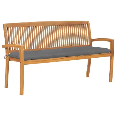 vidaXL Vrtna klop z blazino 159 cm trdna tikovina