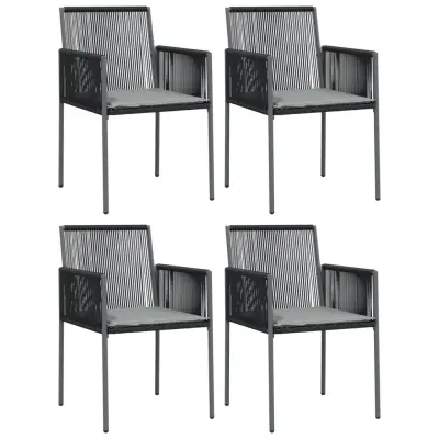 vidaXL Vrtni stoli z blazinami 4 kosi črni 54x60,5x83,5 cm poli ratan
