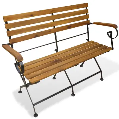 vidaXL Zložljiva vrtna klop 112 cm trden akacijev les
