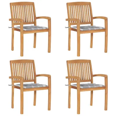 vidaXL Vrtni stoli z blazinami 4 kosi trdna tikovina