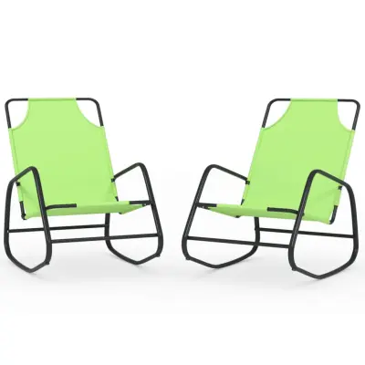 vidaXL Gugalni ležalnik 2 kosa zelen jeklo in tekstil