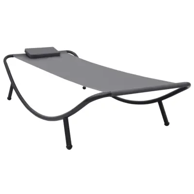 vidaXL Vrtni ležalnik siv 200x90 cm iz jekla