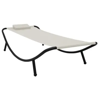 vidaXL Vrtni ležalnik krem 200x90 cm iz jekla
