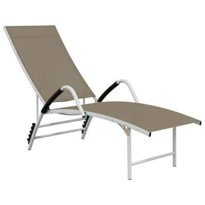 vidaXL Ležalnik iz tekstila in aluminija taupe