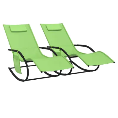vidaXL Gugalni ležalnik 2 kosa zelen jeklo in tekstil