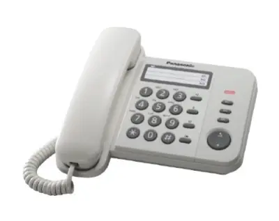 PANASONIC KX-TS520FXW Panasonic - hišni telefon s praktičnimi funkcijami, LED indikacija, 3x enojni izbor, bel