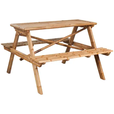 vidaXL Piknik miza 115x115x81 cm bambus